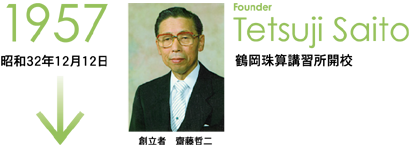 創立者 齋藤哲二/昭和32年12月12日 鶴岡珠算講習所開校